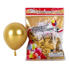 Bexiga Balões Latex Metalizado Festa 50 Un N10 Polegadas Cor Dourado Foto mini 3