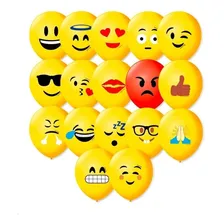Bexiga Balões São Roque Emoticons Decorados C/ 25un Emoções Foto  mini 1