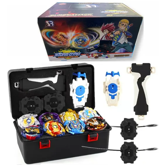 Beyblade Maleta 8 Beys + 3 Lançadores E Pegada Grip Foto 1