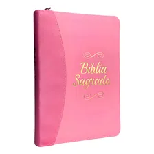 BĂblia Da Mulher Devota Luxo - Rosa MĂ©dia ZĂper Palavra Deus Foto mini 1