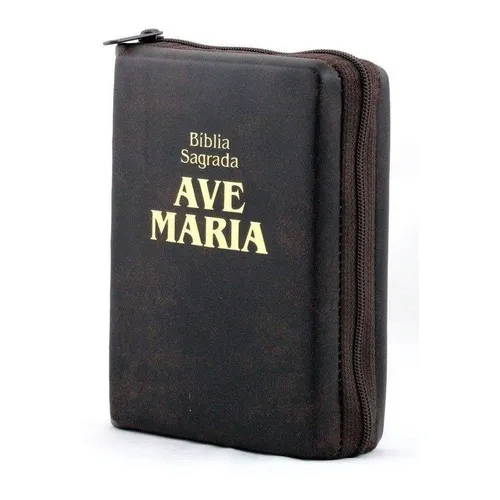 BĂblia Sagrada Ave Maria Tamanho MĂ©dio Com ZĂper Foto 1