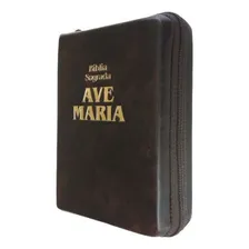 Bíblia Sagrada com Zíper Tamanho Médio Marrom - Ave Maria Foto mini  2