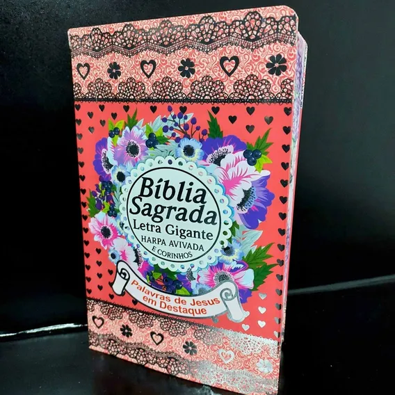 Bíblia Sagrada Jovem Feminina Letra Grande Rosa Foto 1