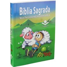 Bíblia Sagrada Mig E Meg - Capa ovelhinha Verde /Azul - SBB Foto mini 1