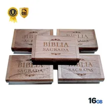 Bíblia Sagrada Pendrive Mp3 Caixa Madeira 16gb Cor Marrom Foto mini 3