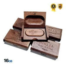 Bíblia Sagrada Pendrive Mp3 Caixa Madeira 16gb Cor Marrom Foto mini 1