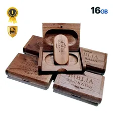 Bíblia Sagrada Pendrive Mp3 Caixa Madeira 16gb Cor Marrom Foto mini 4
