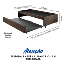 Bicama Box Para Dois Colchões Viúvo 120x203 Suede Marrom Foto mini  2