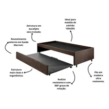 Bicama Box Para Dois Colchões Viúvo 120x203 Suede Marrom Foto mini 4