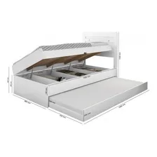Bicama com baú solteiro reforçada cama auxiliar cor branco Framar Móveis Foto mini 2