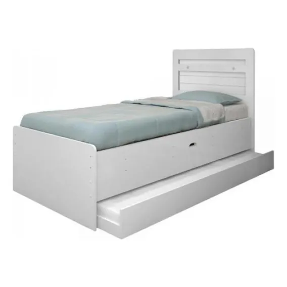 Bicama com baú solteiro reforçada cama auxiliar cor branco Framar Móveis Foto 1