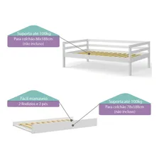 Bicama Infantil Prime Com Telhadinho Ii E Grade De Proteção Cor Branco Foto mini 3