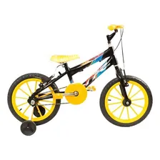 Bicicleta Aro 16 Infantil Preta Com Amarelo Foto  mini 1