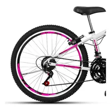 Bicicleta Aro 24 Freio V-brake Mtb 21v AlumÃnio Juvenil Cor Bicicleta aro 24 Branco Foto mini 4