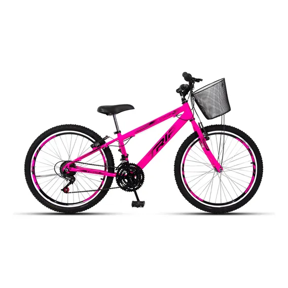 Bicicleta Aro 24 Freio V-brake Mtb 21v AlumÃnio Juvenil Cor Bicicleta aro 24 Rosa Foto 1