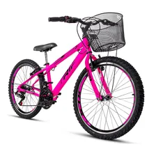 Bicicleta Aro 24 Freio V-brake Mtb 21v AlumÃnio Juvenil Cor Bicicleta aro 24 Rosa Foto mini 2