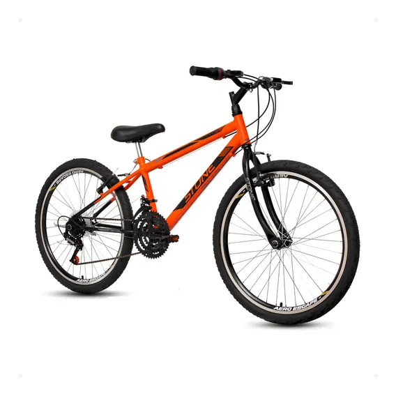 Bicicleta Aro 24 Masculina Laranja Infanto Juvenil Teen Stone 18v Foto 1