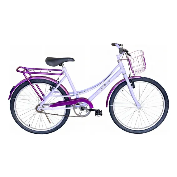 Bicicleta Aro 24 Passeio Infantil Bike Gilmex Lilás C/ Roxo Foto 1