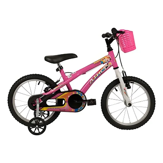 Bicicleta Athor Baby Aro 16 Com Rodinhas E Cestinha Rosa Foto 1