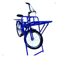 Bicicleta Cargueira Food Bike Aro 26 Azul Stone Bike 2 Bagageiros Foto mini 2
