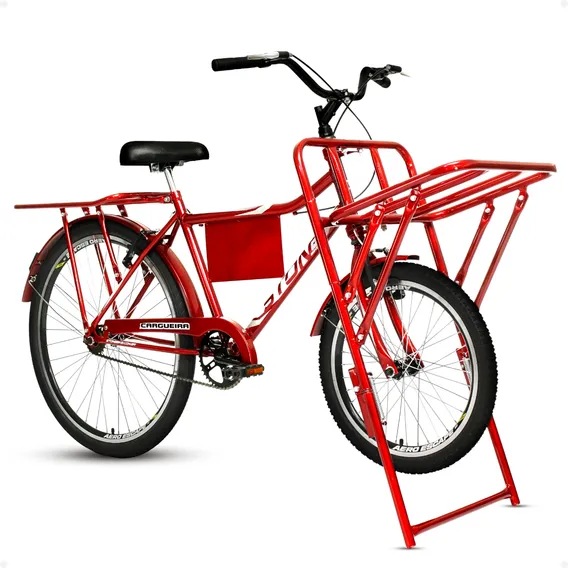 Bicicleta Cargueira Food Bike Aro 26 Vermelha Stone Bike 2 Bagageiros Foto 1