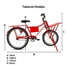 Bicicleta Cargueira Food Bike Aro 26 Vermelha Stone Bike 2 Bagageiros Foto mini 4