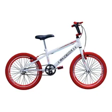 Bicicleta Cross Bmx Aro 20 Freestyle Infantil Acelerador Cor Branco/vermelho Foto mini  3