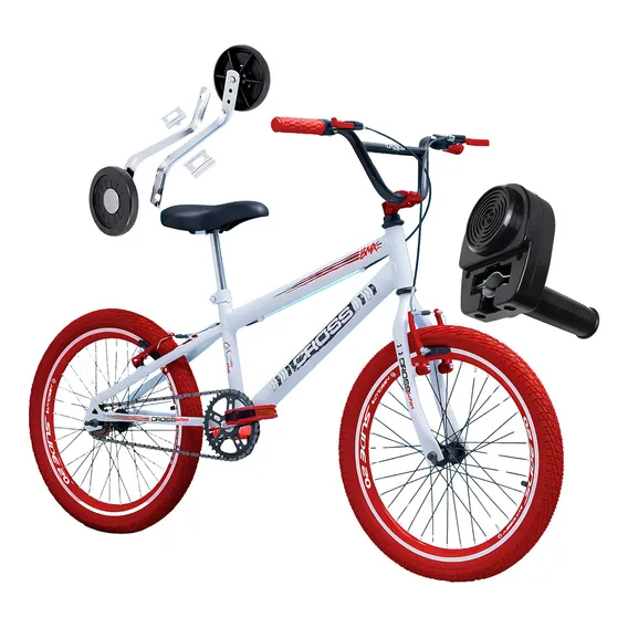 Bicicleta Cross Bmx Aro 20 Freestyle Infantil Acelerador Cor Branco/vermelho Foto 1