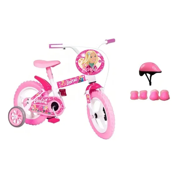 Bicicleta Da Barbie Aro 12 Feminina Com Capacete E Proteo Foto 1