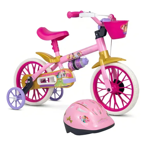 Bicicleta E Capacete Infantil Nathor Aro 12 Princesas Foto 1