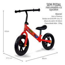 Bicicleta Equilibrio Sem Pedal Infantil Aro 12 Vermelha Foto mini 2