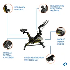 Bicicleta Ergométrica Spinning E16 Acte Sports Cor Preto/Amarelo Foto mini 4