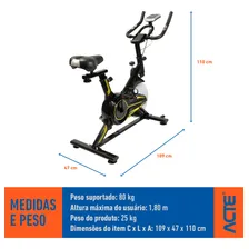Bicicleta Ergométrica Spinning E16 Acte Sports Cor Preto/Amarelo Foto mini  3