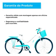 Bicicleta Feminina Aro 26 Passeio Com Cestinha Cor Branco/turquesa Foto mini 2