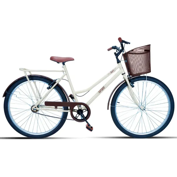 Bicicleta Feminina Aro 26 Retro Classica Com Cestinha Cor Marrom Foto 1