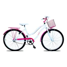 Bicicleta Feminina Aro 26 Urbana Forss Hello Com Cestinha Cor Branco/pink Foto mini 1