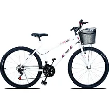 Bicicleta Feminina Forss Anny Aro 26 C/cestinha 18 Marchas Cor Branco Foto mini 1
