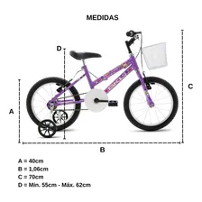 Bicicleta infantil BKL Bikes Lady Girl aro 16 freios v-brakes cor violeta com rodas de treinamento Foto mini 4
