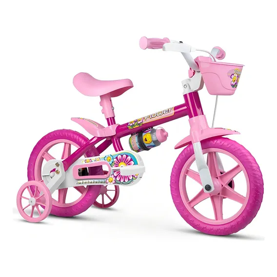 Bicicleta Infantil Menina Aro 12 Nathor Flower 2 5 Anos Rosa Foto 1