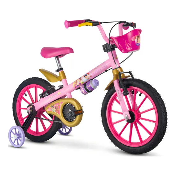 Bicicleta Infantil Nathor Aro 16 Princesas Disney Rosa Foto 1