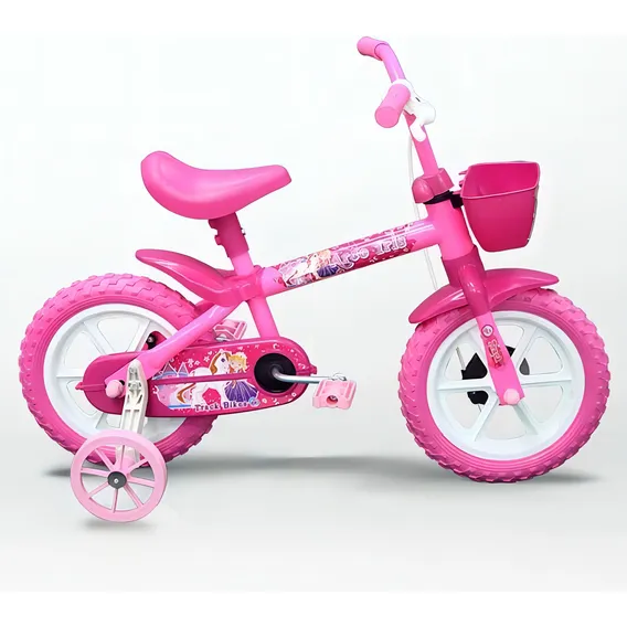 Bicicleta Infantil Track Bikes Arco Iris Aro12 Rosa Rodinhas Foto 1