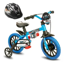 Bicicleta Menino Aro 12 Veloz Com Capacete Preto Nathor Foto  mini 1