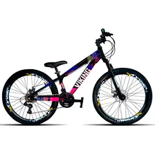 Bicicleta Mountain Bike Vikingx Tuff 25 Aro 26 Quadro 13 - Preto/rosa Foto mini 1