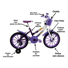 Bicicleta passeio infantil Dalannio Bike Milla R16 - violeta/branco Foto mini  2