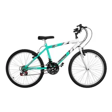 Bicicleta passeio masculina Ultra Bikes Bike Aro 24 bicolor 18 marchas - verde-anis/branco Foto mini 1