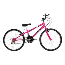 Bicicleta passeio urbana praia parque masculina Ultra Bikes Bike Rebaixada Aro 24 18 Marchas 2024 - rosa Foto mini 1