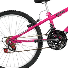 Bicicleta passeio urbana praia parque masculina Ultra Bikes Bike Rebaixada Aro 24 18 Marchas 2024 - rosa Foto mini 2