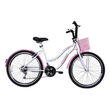 Bicicleta Retrô Vintage Aro 26 Feminina Beach Rosa Cestinha Foto  mini 1