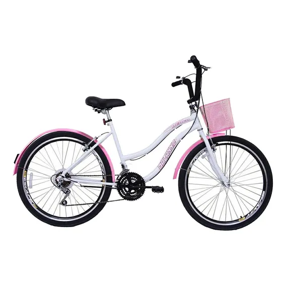 Bicicleta Retrô Vintage Aro 26 Feminina Beach Rosa Cestinha Foto 1