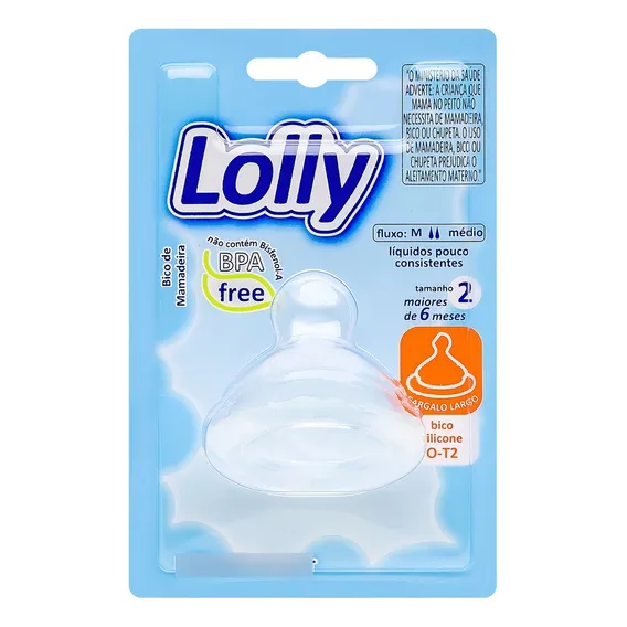 Bico Achatado Silicone Mamadeiras Big Fluxo Médio T2 Lolly Foto 1